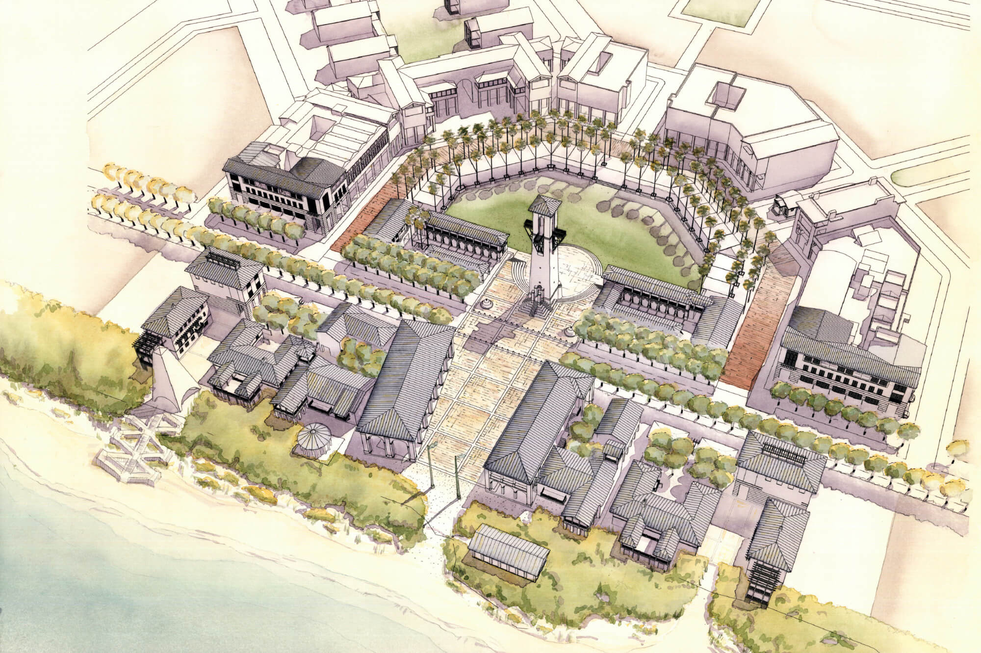 Seaside Town Square And Beachfront Master Plan Opticos Design